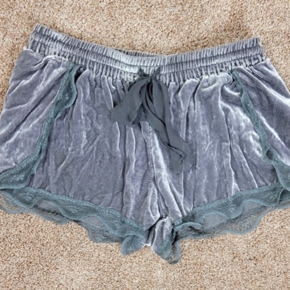 Free People velvet and lace petal night shorts